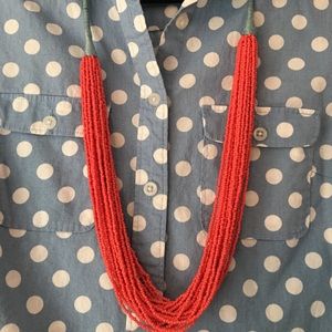 LOFT coral beaded necklace